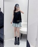  Váy jean xếp ly chỉ rách 3071 