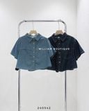  Áo sơ mi denim crop tay ngắn 5083 