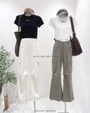  Áo dệt kim thun trơn crop 3989 