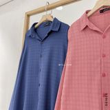  Đầm sơ mi trơn kẻ 6986 