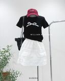  Set áo thun nơ + váy xô ren 8704 