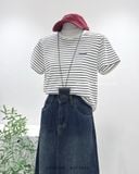  Áo thun kẻ sọc thêu chữ 9602 