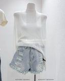  Quần short jean rách đính hạt 60036 