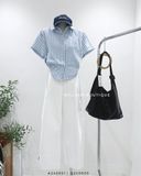  Áo sơ mi tay ngắn sọc xanh thêu 6079 
