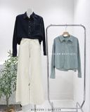  Áo sơ mi denim ngắn khuy đồng 8025 