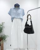  Áo sơ mi tay ngắn sọc xanh thêu 6079 