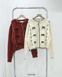  Cardigan len nơ đen chỉ nổi 5359 
