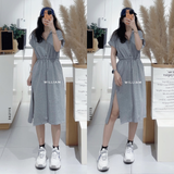  Đầm thun nón khoá kéo 6538 