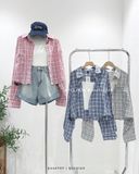  Set áo sơ mi caro + áo dây 8885 
