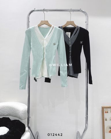  Áo len phối cardigan nút gài 0902 