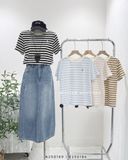  Áo thun kẻ sọc thêu ngựa 6822 