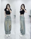  Quần jean baggy wax rách 6538 