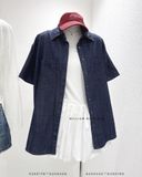  Áo sơ mi denim 2 túi trơn tay ngắn 9712 