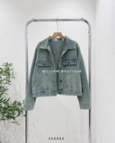  Áo khoác denim xanh wax gân rách 8209 