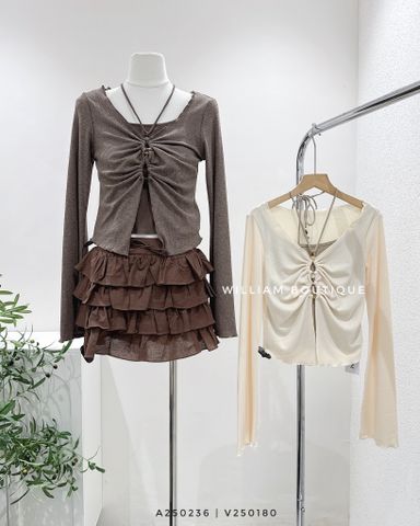  Áo tay dài cổ rút dây yếm 2716 