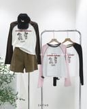  Áo tay dài phối màu Mickey 7036 