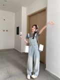  Quần yếm jean suông wax 2928 