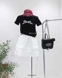  Set áo thun nơ + váy xô ren 8704 