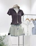  Áo thun khóa kéo phối dây yếm 1773 