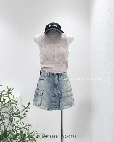  Váy jean ngắn túi hộp 3165 