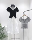  Áo thun viền bèo đan dây 2795 