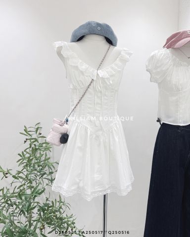  Đầm ngắn cotton phối ren 5244 