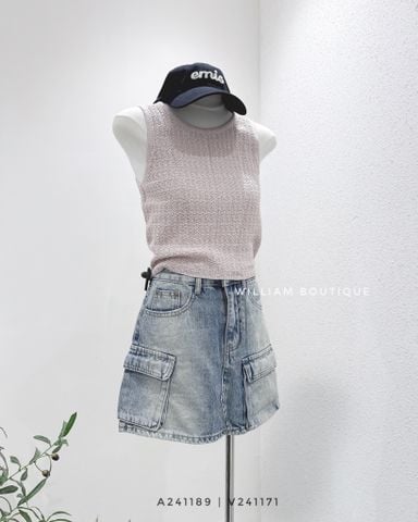  Váy jean ngắn túi hộp 3165 