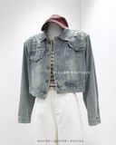  Áo khoác jean lửng rách 6605 