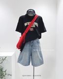  Quần short jean ngố lưng thun 6521 