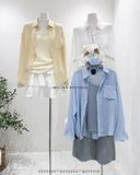  Set áo sơ mi đũi + áo dây + scrunchies 2622 