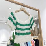  Áo len crop sọc 1150 