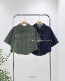  Áo sơ mi denim crop ngắn tay 9607 