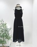  Đầm dây đen cổ yếm hở lưng 8889 