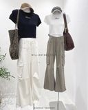  Áo dệt kim thun trơn crop 3989 