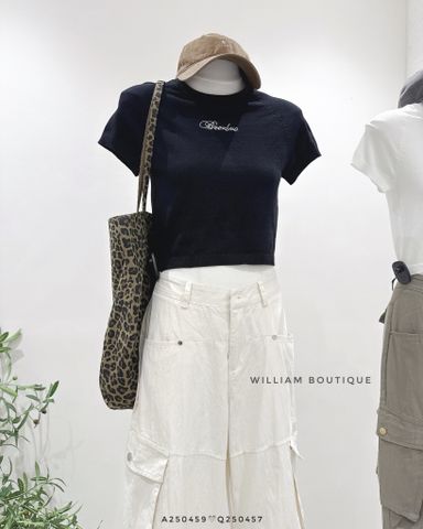  Áo dệt kim thun trơn crop 3989 