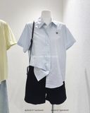  Áo sơ mi tay ngắn rộng thêu gấu 8039 