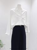 Áo sơ mi cotton gân thêu F 5549 