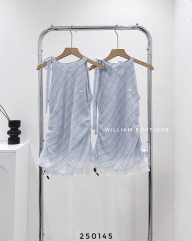  Áo cổ yếm caro phối ren 1566 