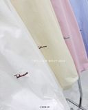  Áo sơ mi cotton trơn thêu chữ 6042 