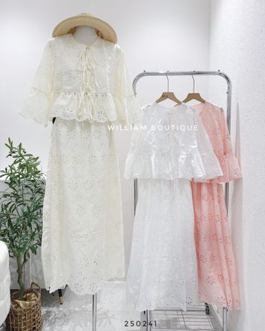  Set váy + áo xô thêu tay loe 6035 