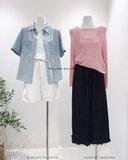 Áo sơ mi denim chỉ nổi tay ngắn 9713 