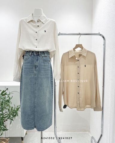  Áo sơ mi linen thêu ngựa 0320 