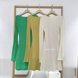  Đầm thun len hở lưng TD 05 