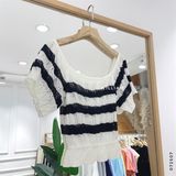  Áo len crop sọc 1150 
