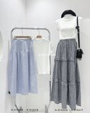  Váy caro đen trắng dài 753 