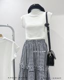  Váy caro đen trắng dài 753 