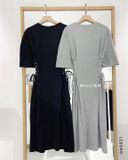  Đầm thun tay phồng thắt eo 5819 