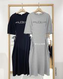  Đầm thun tay phồng thắt eo 5819 