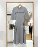  Đầm thun tay phồng thắt eo 5819 