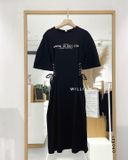  Đầm thun tay phồng thắt eo 5819 